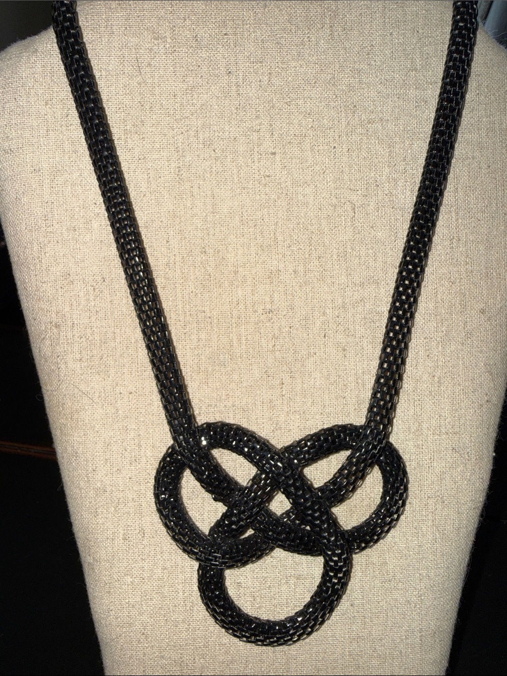 Black Braided Knot Statement Necklace for Women